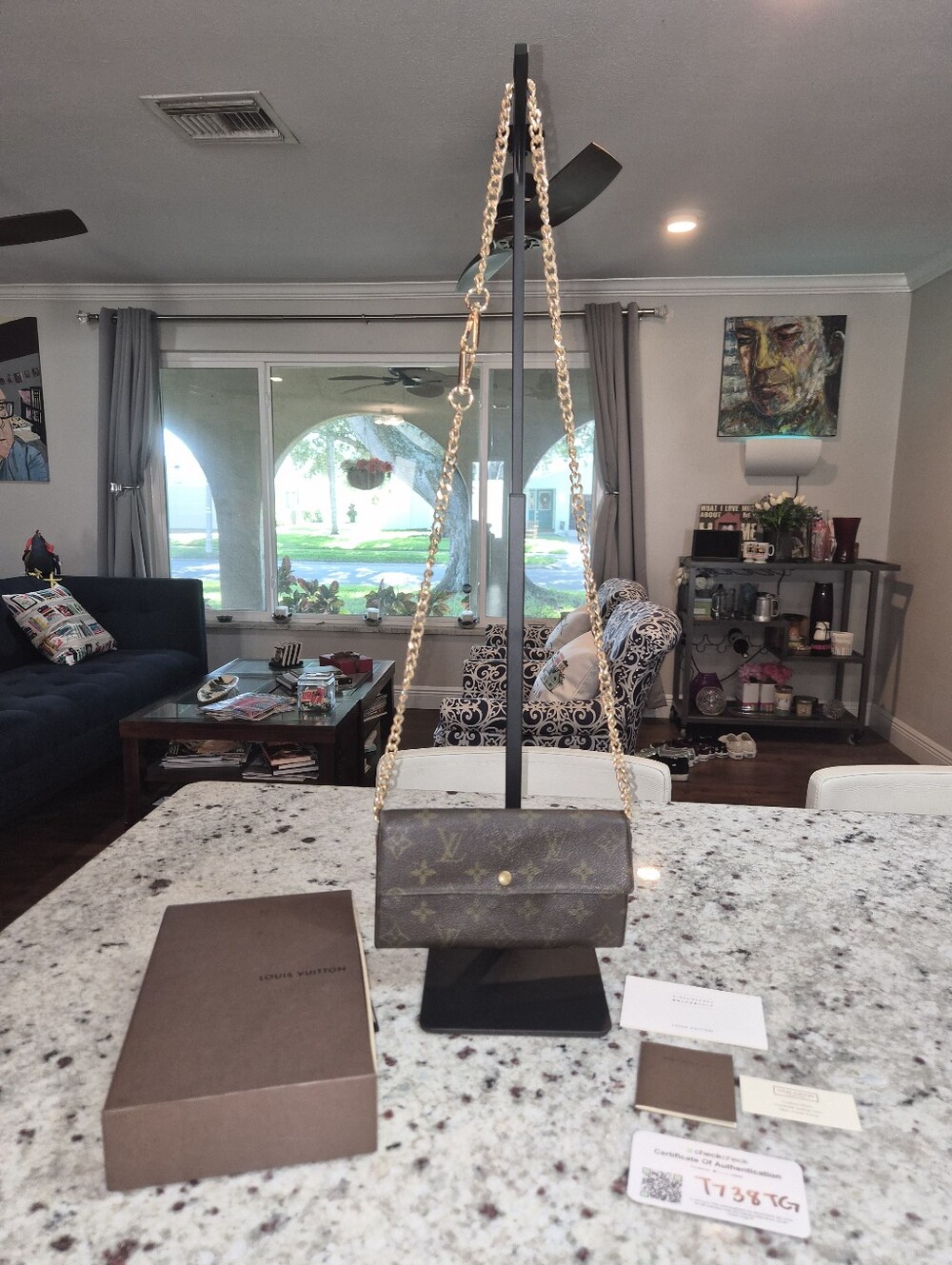 LOUIS VUITTON Vintage Monogram Sarah Wallet On Chain Shoulder Bag Box Set